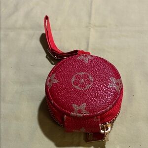 Red Designer Inspired Monogram Apple Earbud case